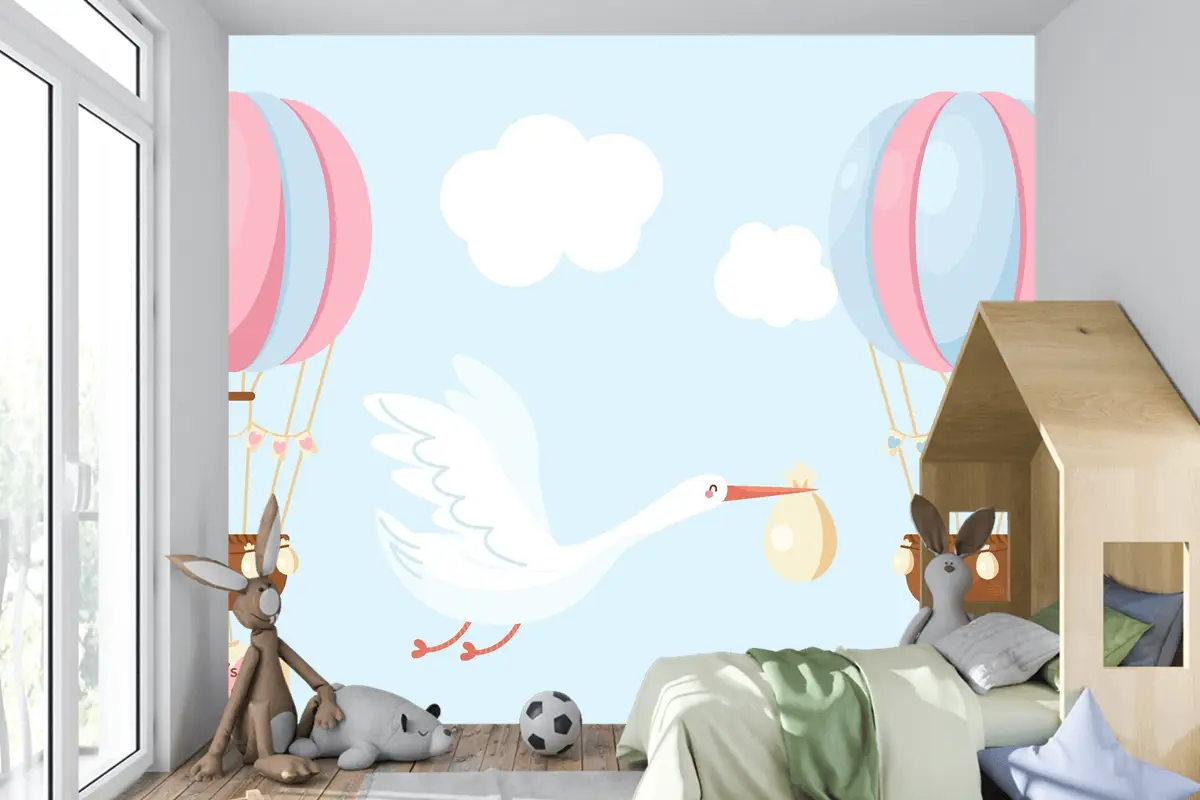 Sevimli Düz Tasarım Cinsiyet Ortaya Çocuk Odası Duvar Kağıdı