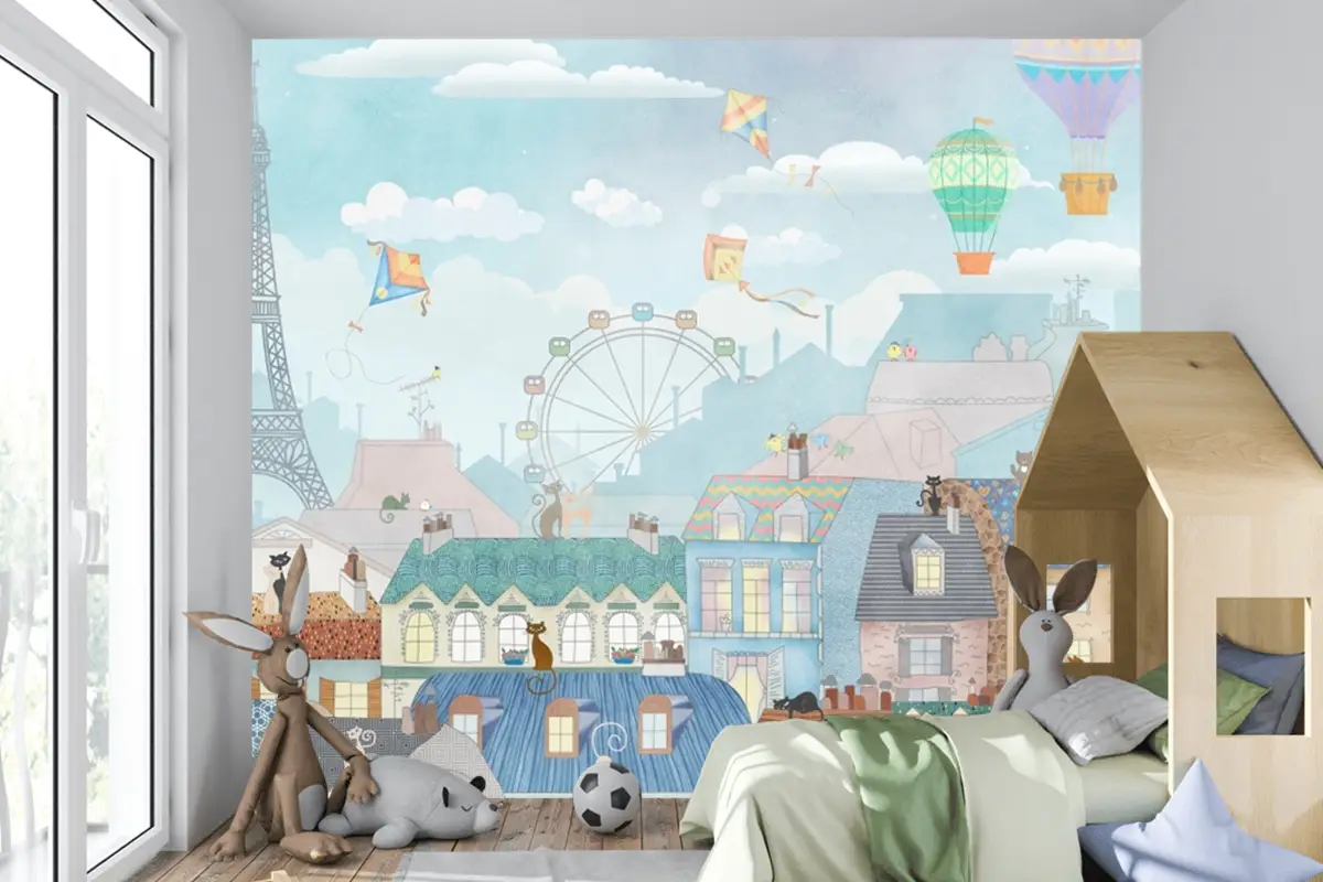 Eski Paris Suluboya Çocuk Odası Duvar Kağıdı