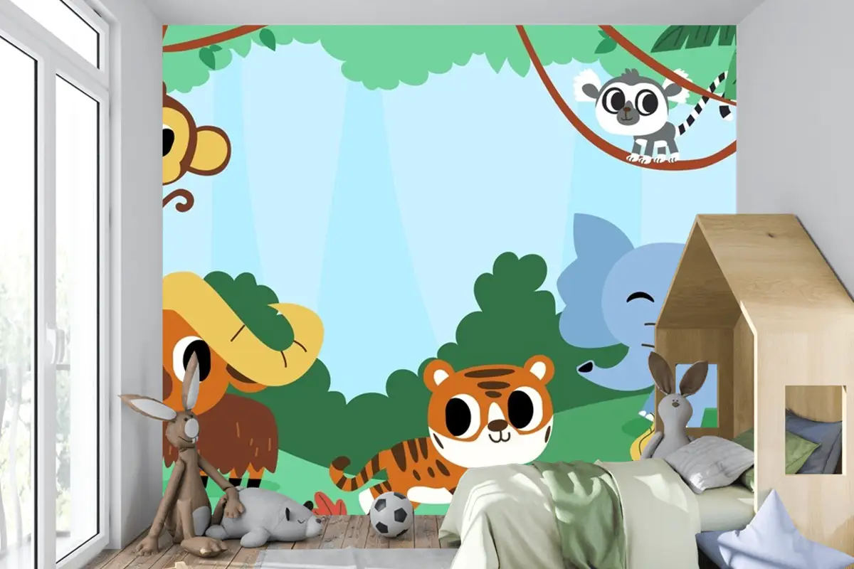 Dünya Hayvanları Koruma Günü Kutlaması İçin Düz Çocuk Odası Duvar Kağıdı 