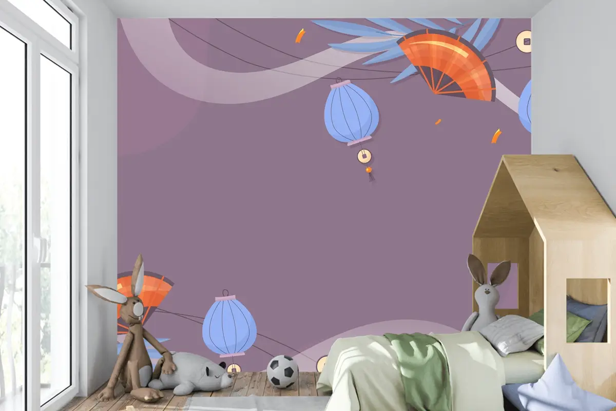 Düz Sonbahar Ortası Festivali Çocuk Odası Duvar Kağıdı 