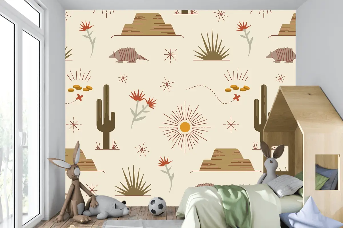 Düz Batı Desen Tasarımı Çocuk Odası Duvar Kağıdı