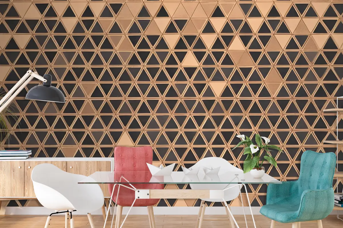 Geometrik Üçgen Şekli Ahşap Doku Etkisi 