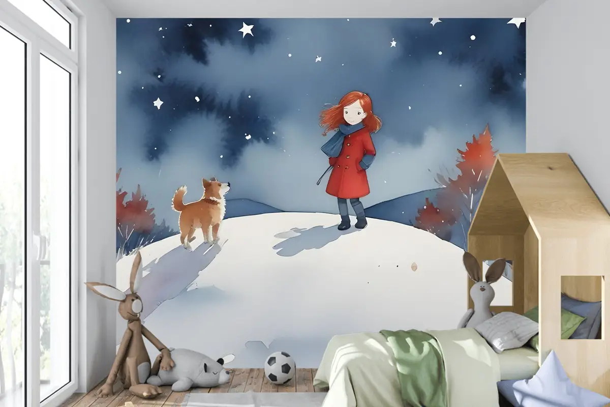 Aydaki Kızlar Çocuk Odası Duvar Kağıdı