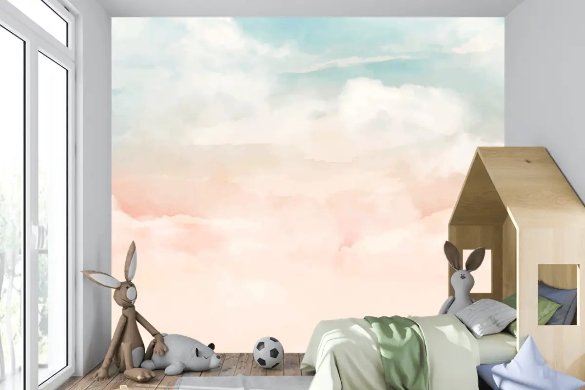 Gökyüzünde Renkli Bulutlar Çocuk Odası Duvar Kağıdı