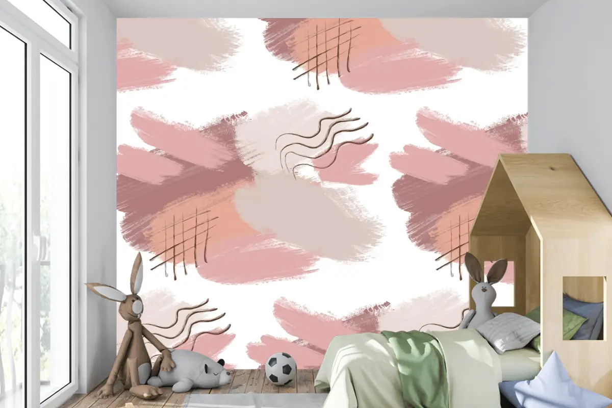 Degrade Kahverengi Soyut Suluboya Dikişsiz Desen Çocuk Odası Duvar Kağıdı
