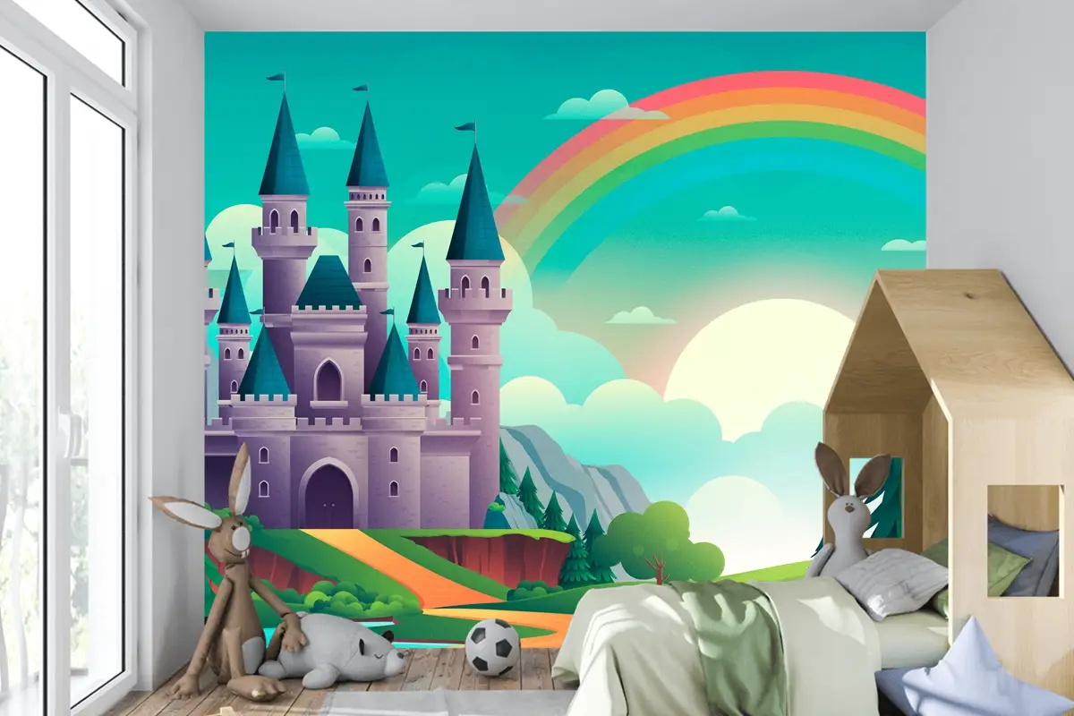 Degrade Peri Masalı Arka Plan Kids Boy Çocuk Odası Duvar Kağıdı 