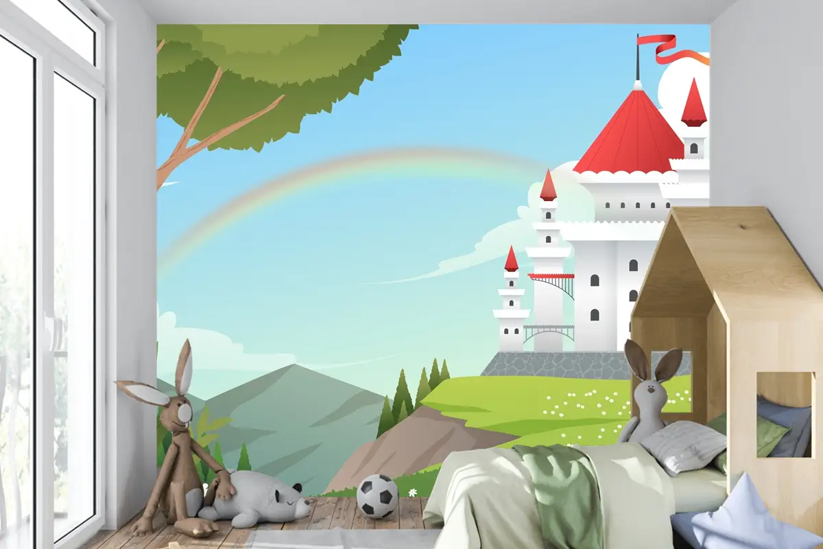 Degrade Peri Masalı Arka Plan Çocuk Odası Duvar Kağıdı 