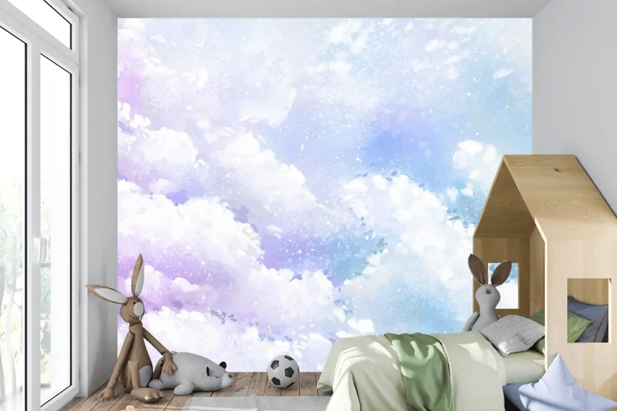 Degrade Pastel Gökyüzü Arka Plan Çocuk Odası Duvar Kağıdı 