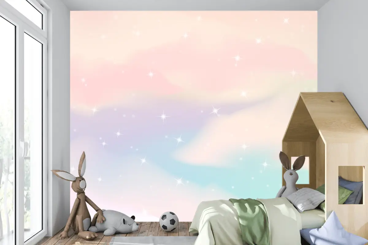 Degrade Pastel Gökyüzü Arka Plan Çocuk Odası Duvar Kağıdı 