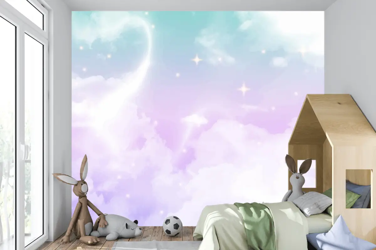 Degrade Pastel Gökyüzü Çocuk Odası Duvar Kağıdı