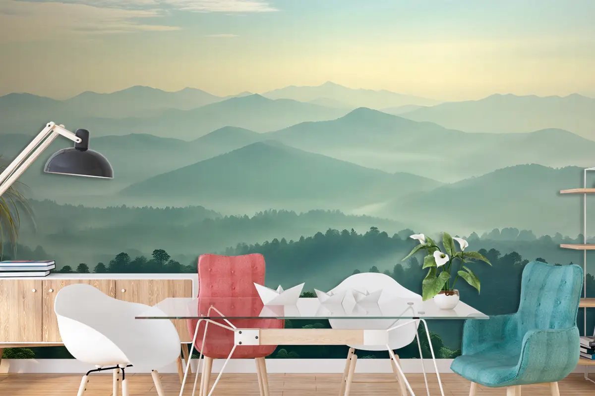 Yeşil Dağ Siluet Duvar Kağıdı 