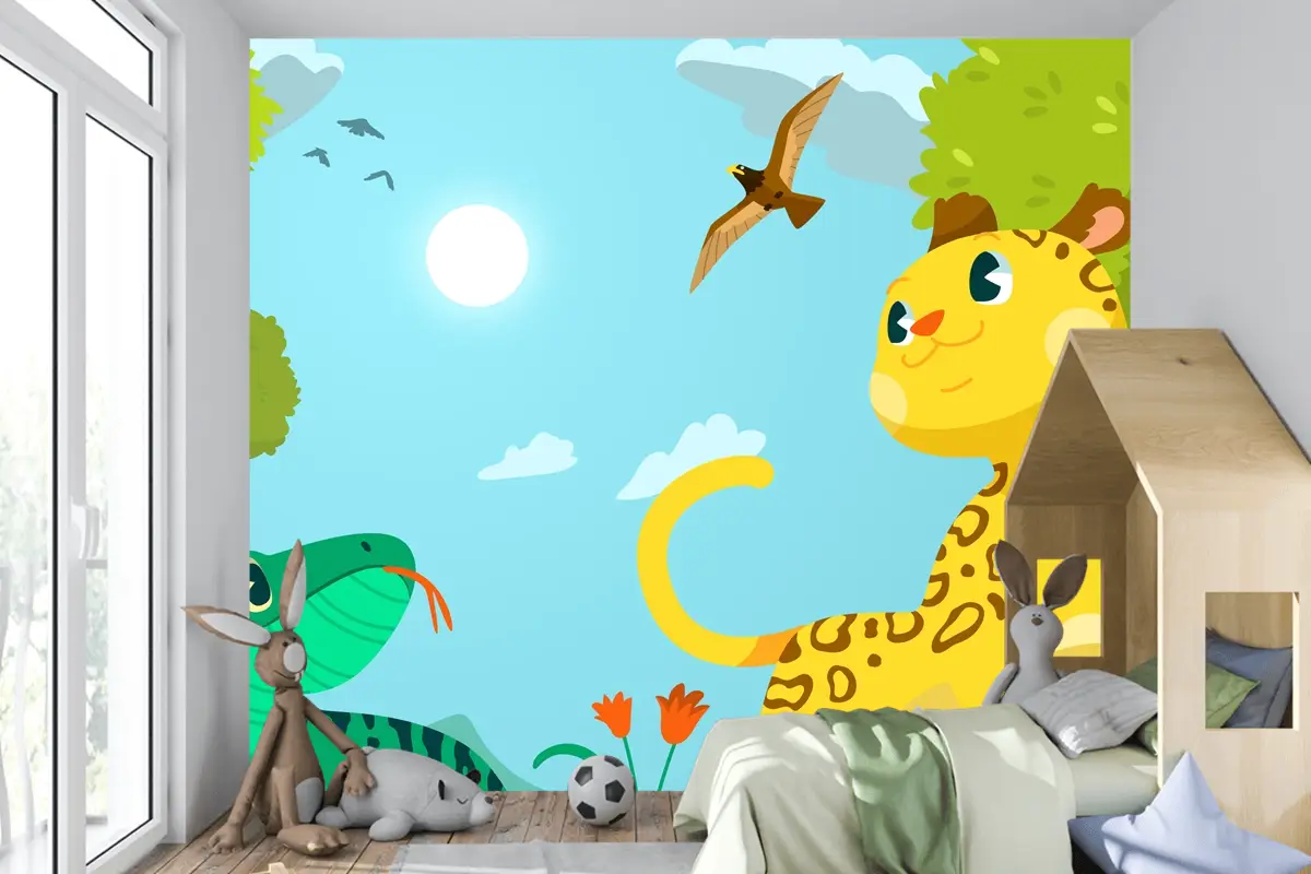 Elle Çizilmiş Biyoçeşitlilik Çocuk Odası Duvar Kağıdı 