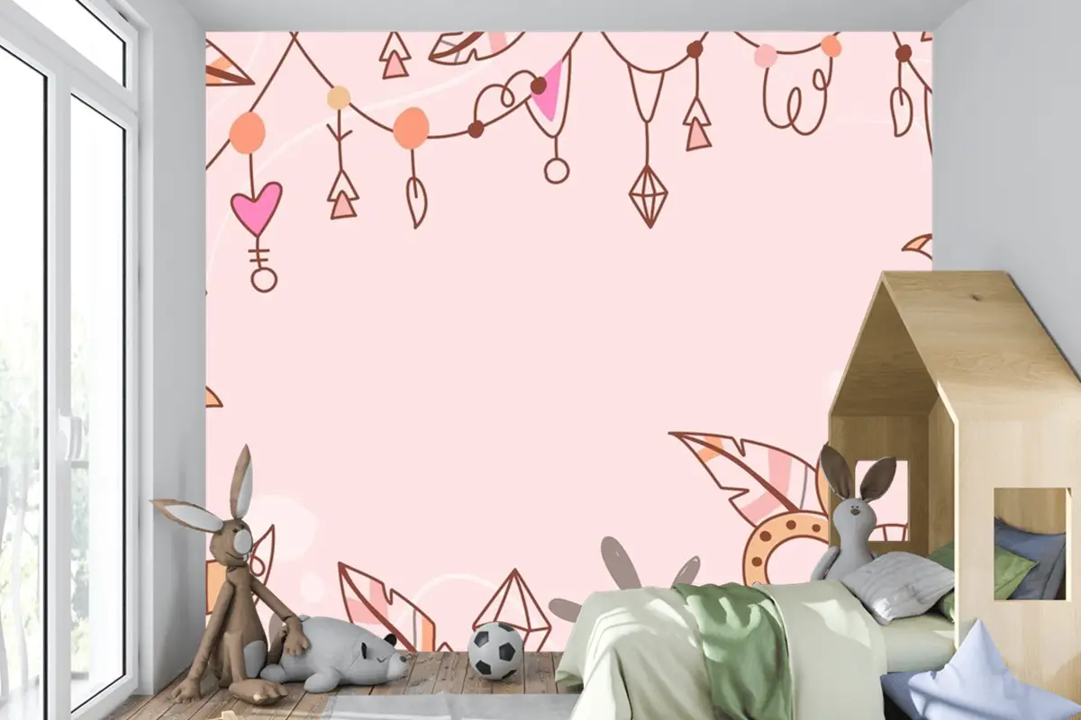 Elle Çizilmiş Boho Arka Plan Çocuk Odası Duvar Kağıdı