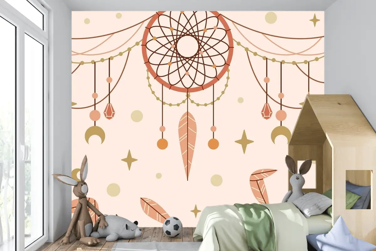 Elle Çizilmiş Boho Arka Plan Çocuk Odası Duvar Kağıdı 