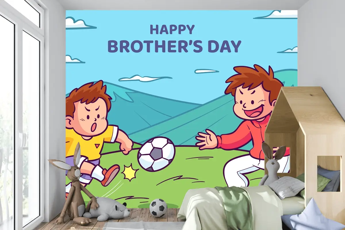 Elle Çizilmiş Kardeşler Günü Çocuk Odası Duvar Kağıdı 