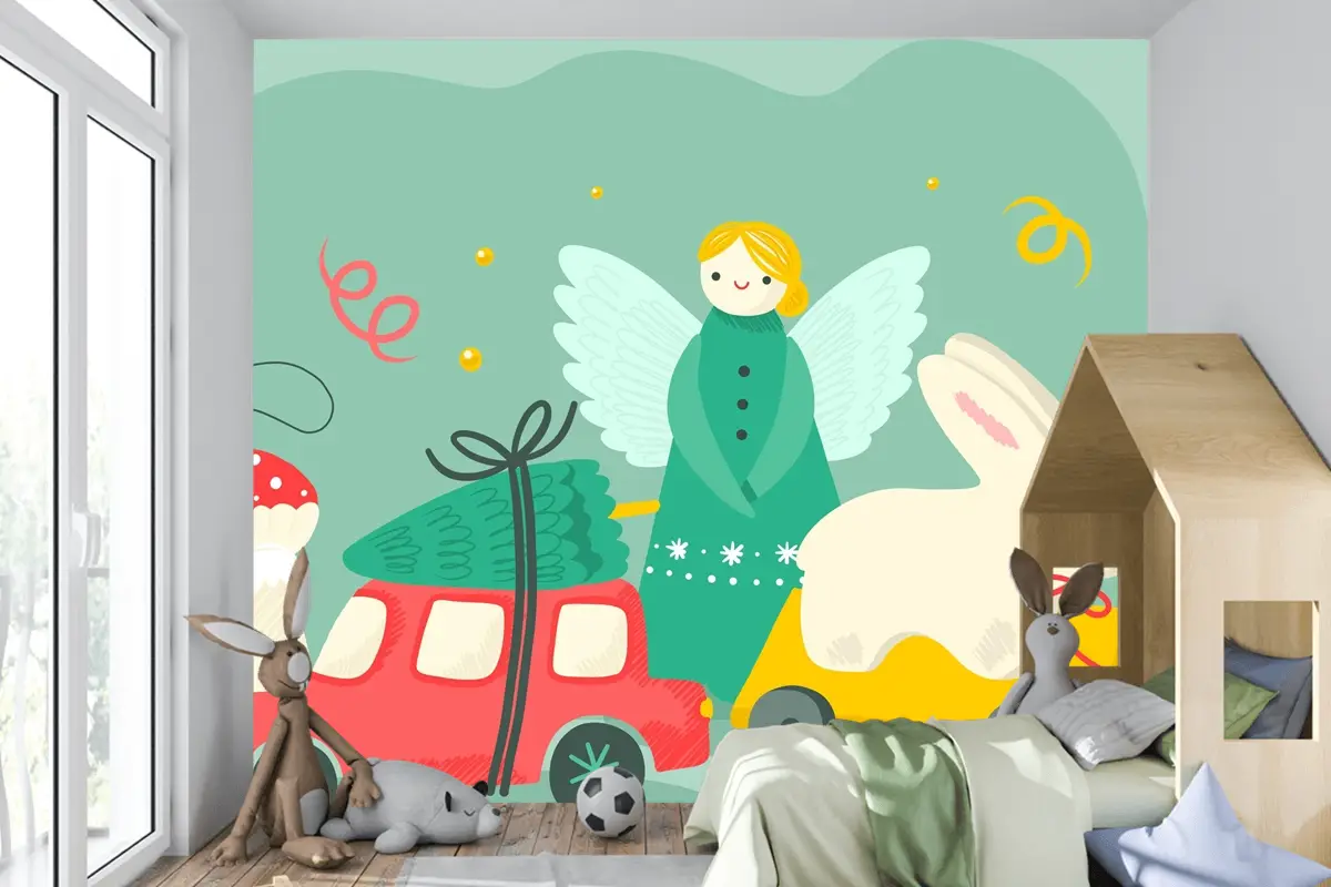 Elle Çizilmiş Noel Oyuncakları Arka Plan Çocuk Odası Duvar Kağıdı 