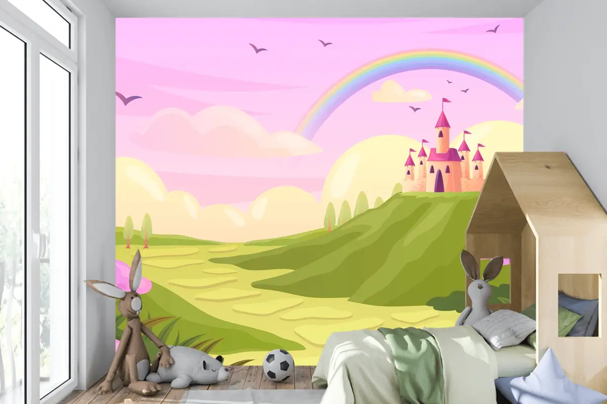 Elle Çizilmiş Peri Masalı Arka Plan Çocuk Odası Duvar Kağıdı 