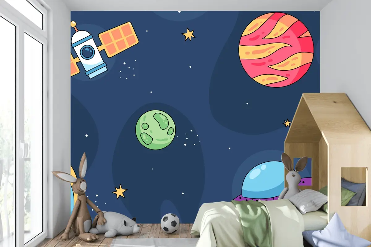 Elle Çizilmiş Galaxy Çocuk Odası Duvar Kağıdı 