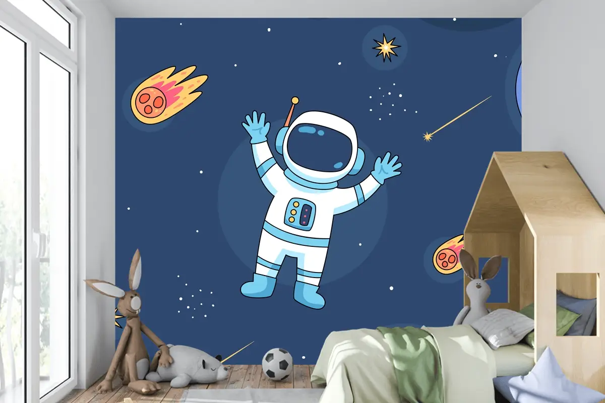 Elle Çizilmiş Galaxy Yıldız Çocuk Odası Duvar Kağıdı