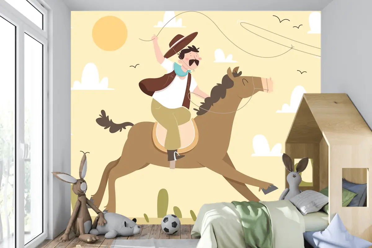 Elle Çizilmiş Gaucho Arka Plan Çocuk Odası Duvar Kağıdı 