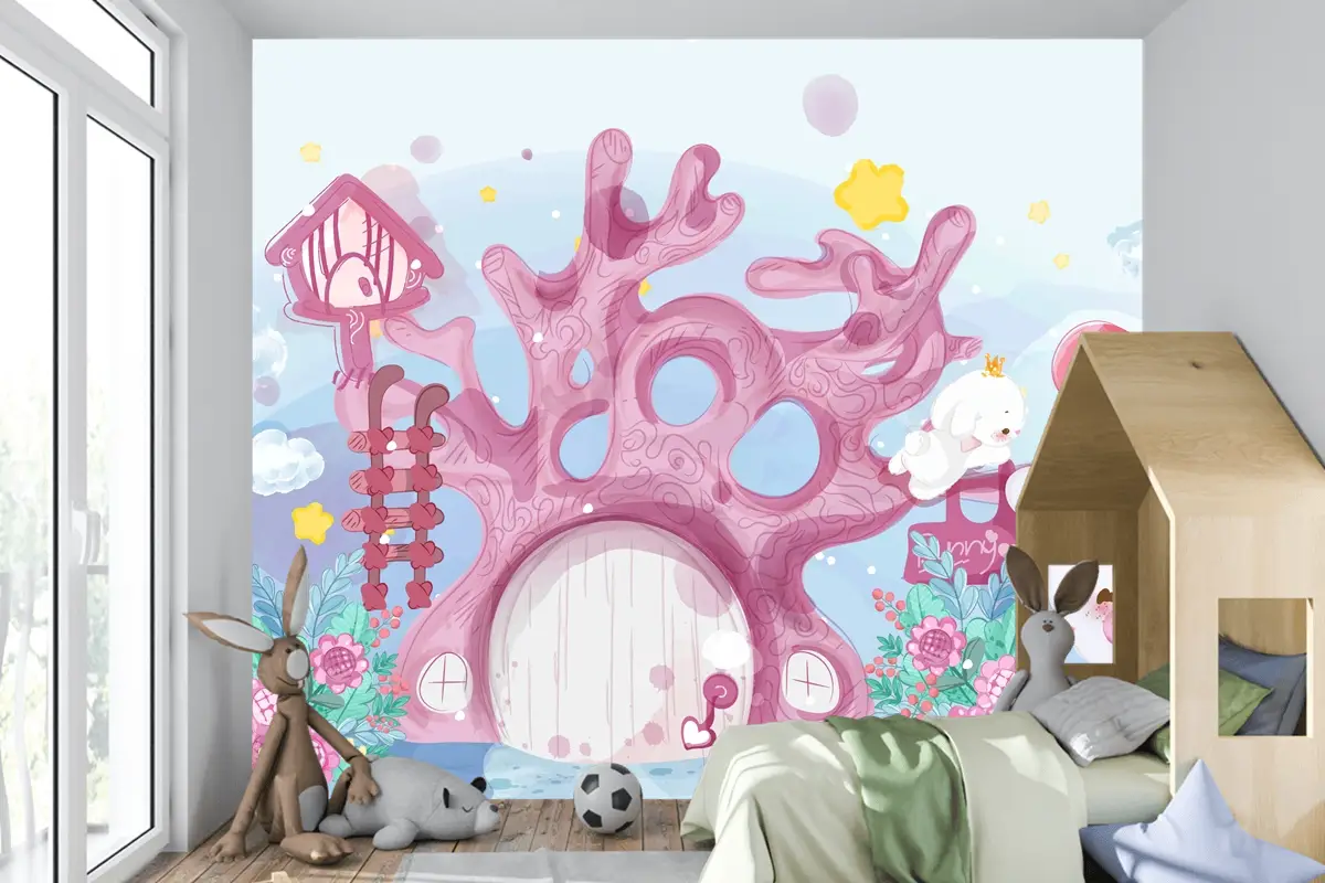 Elle Çizilmiş Geçit Töreni Doodle Hayvanlar Çocuk Odası Duvar Kağıdı