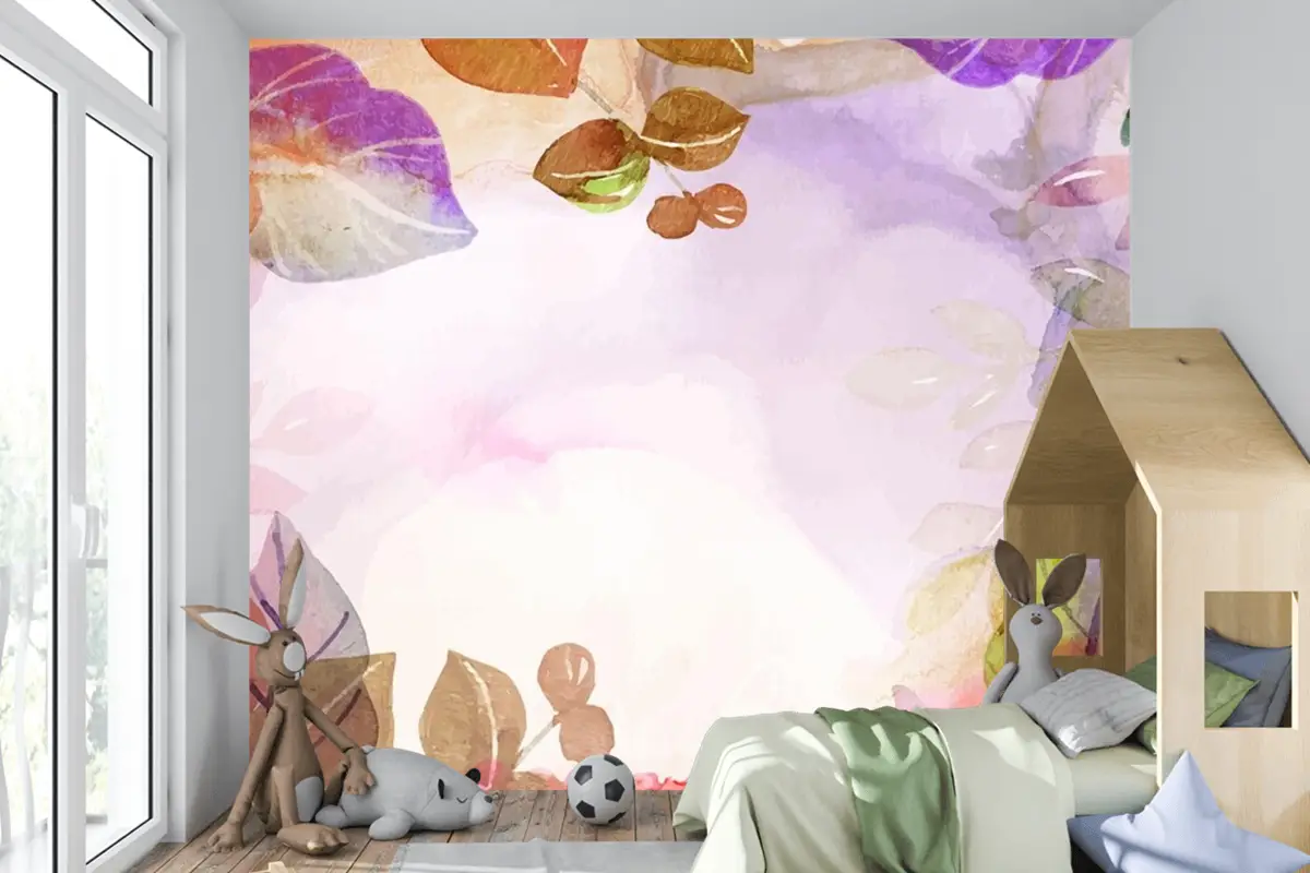 El Boyalı Suluboya Doğa Arka Plan Çocuk Odası Duvar Kağıdı