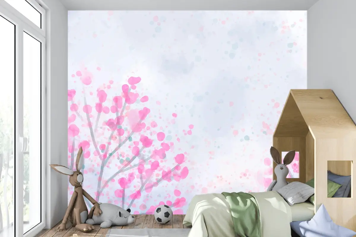 El Boyalı Suluboya Doğa Arka Plan Çocuk Odası Duvar Kağıdı 