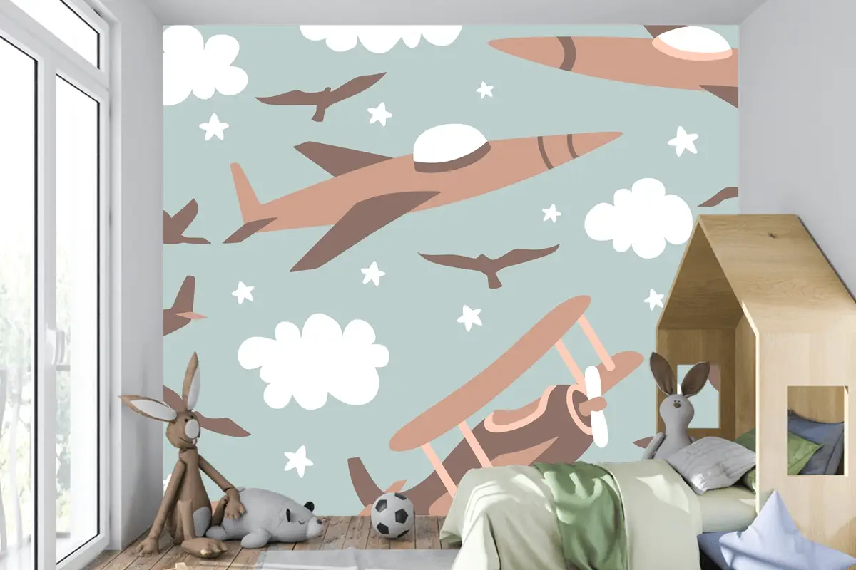 Hipster Doodles Renkli Dikişsiz Desen Düzlem Çizimi Çocuk Odası Duvar Kağıdı 