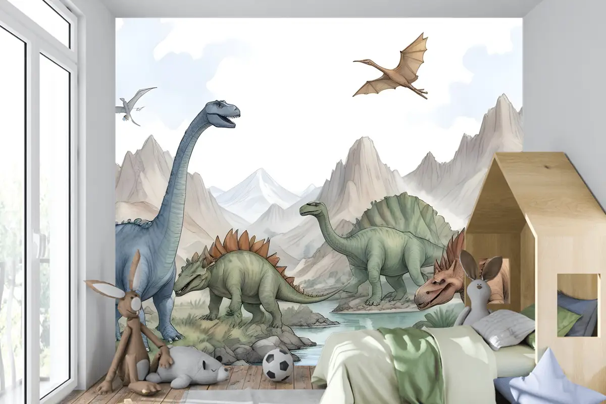 Kids Softs Dinozor Jurassic Dünya Çocuk Odası Duvar Kağıdı