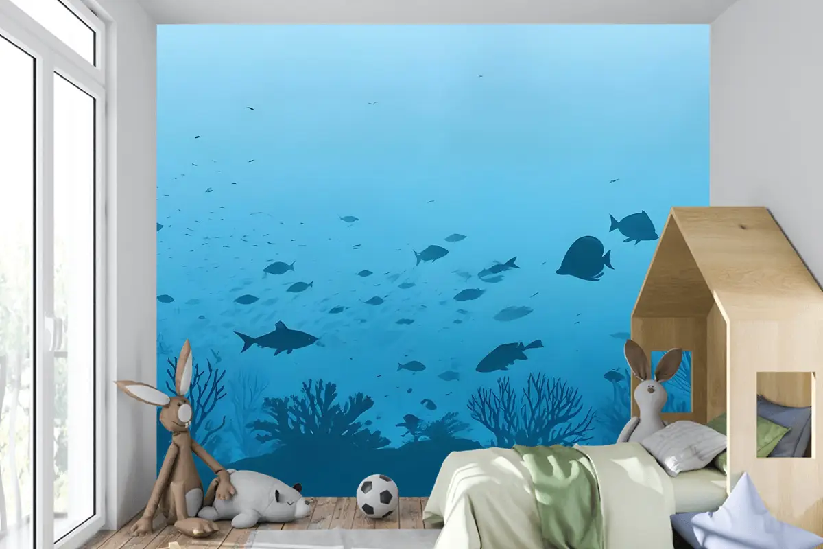 Çocuklar Sualtı Ve Balıklar Çocuk Odası Duvar Kağıdı