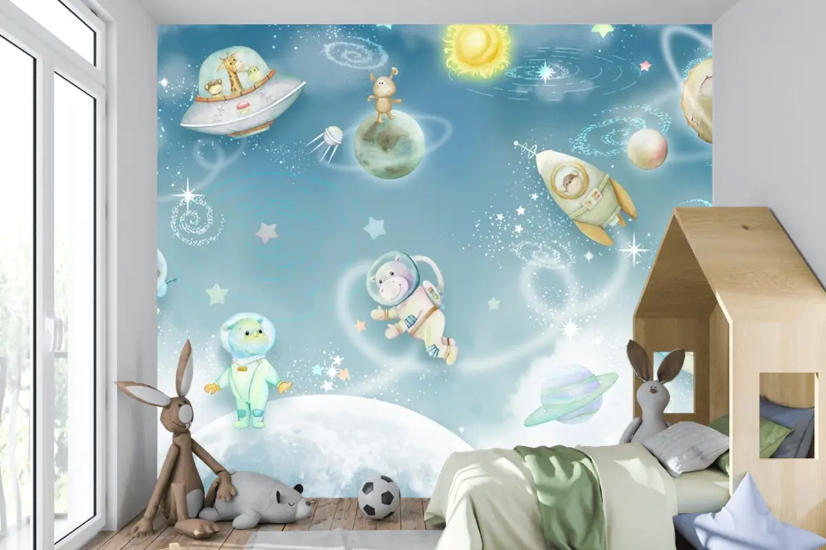 Kozmik Uzay Çocuk Odası Duvar Kağıdı