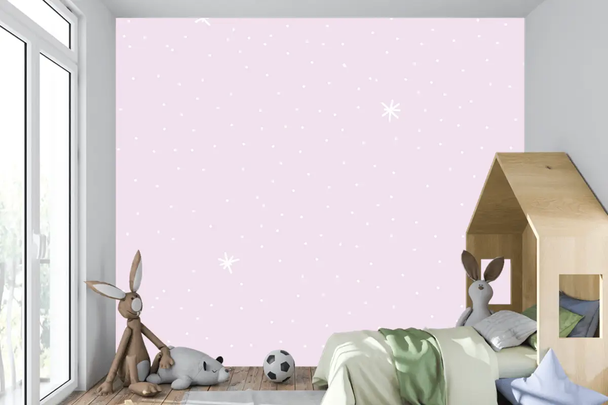 Mor Arka Planlı Minimal Yıldız Desenli Çocuk Odası Duvar Kağıdı