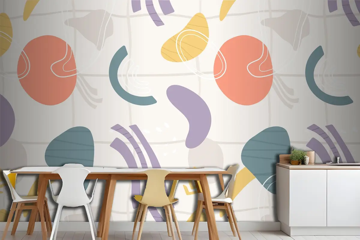 Organik Düz Soyut Eleman Desenli Mutfak Duvar Kağıdı