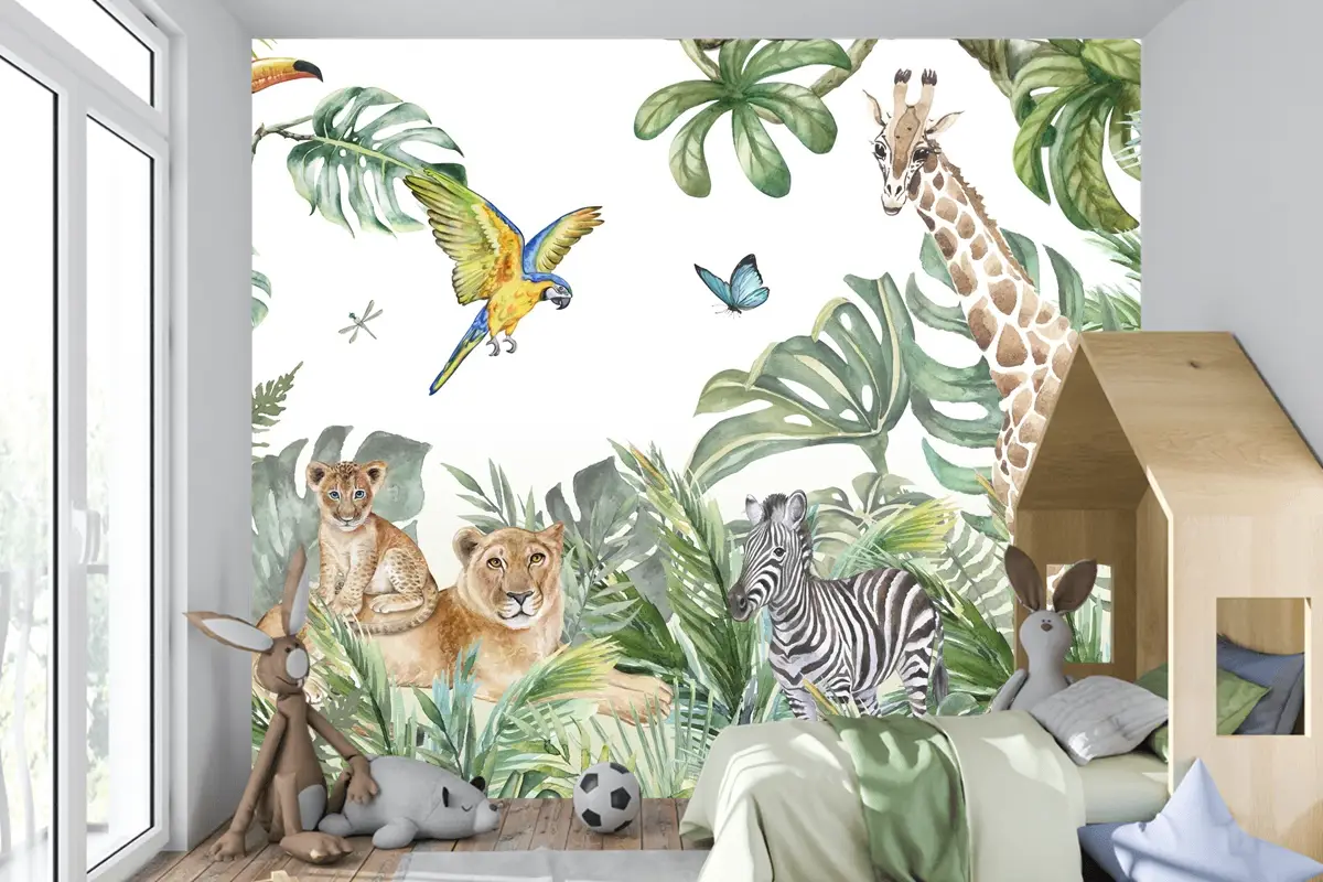 Orman Hayvanları Jungle Çocuk Odası Duvar Kağıdı