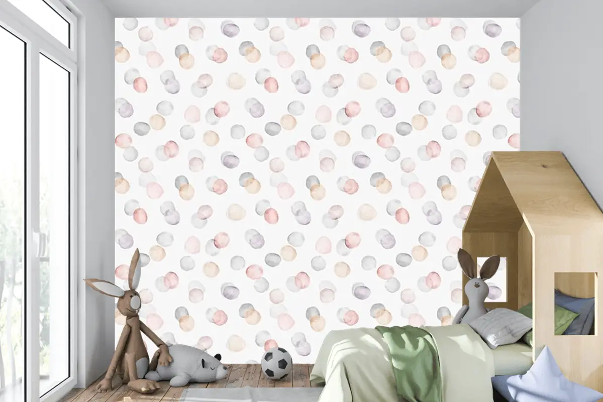 Renkli Puantiyeler Çocuk Odası Duvar Kağıdı