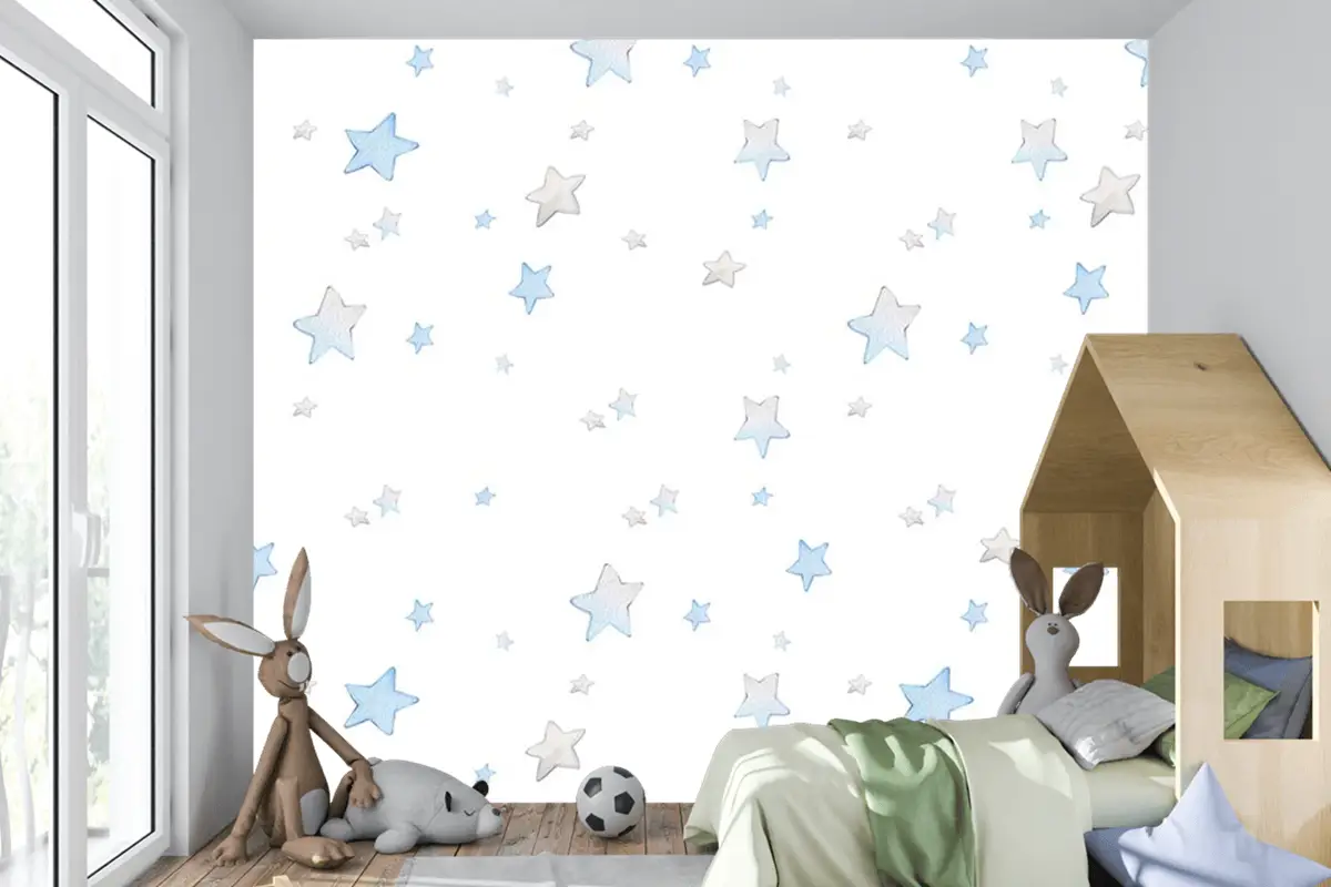 Renkli Yıldızlar Çocuk Odası Duvar Kağıdı