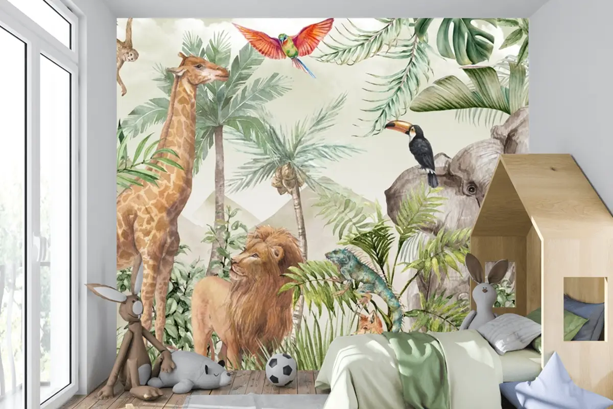 Safari Yaban Hayatı Çocuk Odası Duvar Kağıdı Safari Yaban Hayatı Çocuk Odası Duvar Kağıdı