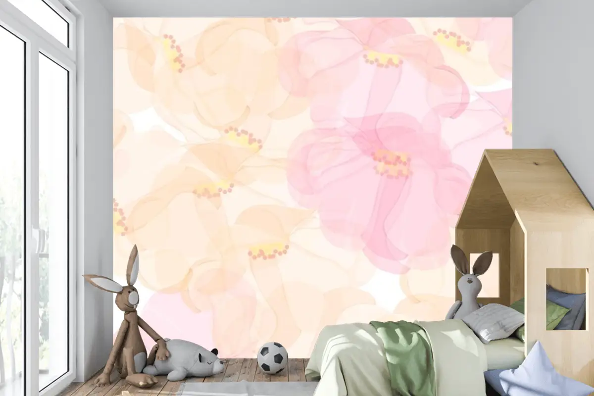 Dikişsiz Desen Çiçek Arka Plan Tasarımı Çocuk Odası Duvar Kağıdı