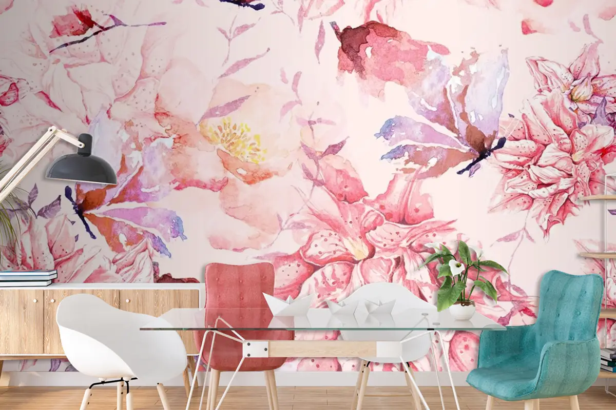 Zambaklar Ve Çiçek Açan Çiçeklerin Kusursuz Deseni Duvar Kağıdı