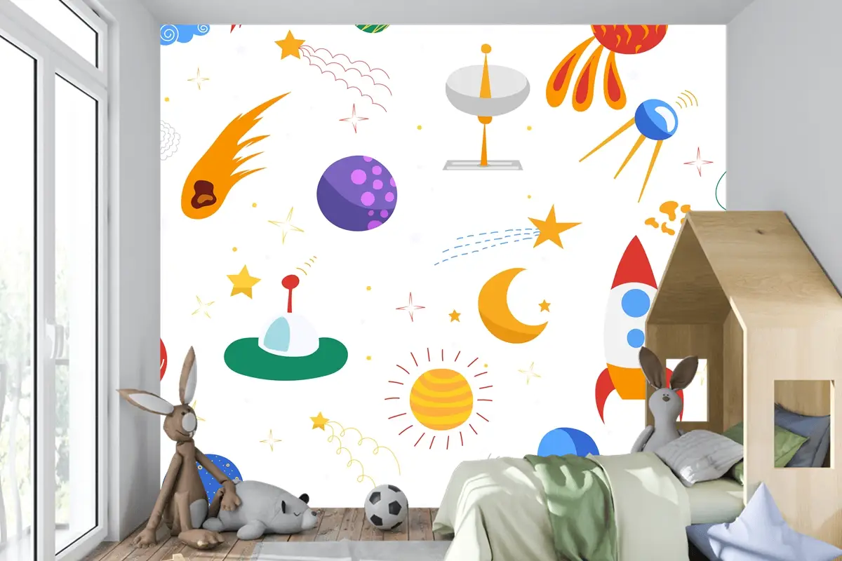Kesintisiz Alan Arka Plan Düz Tasarım Yalıtılmış Çocuk Odası Duvar Kağıdı
