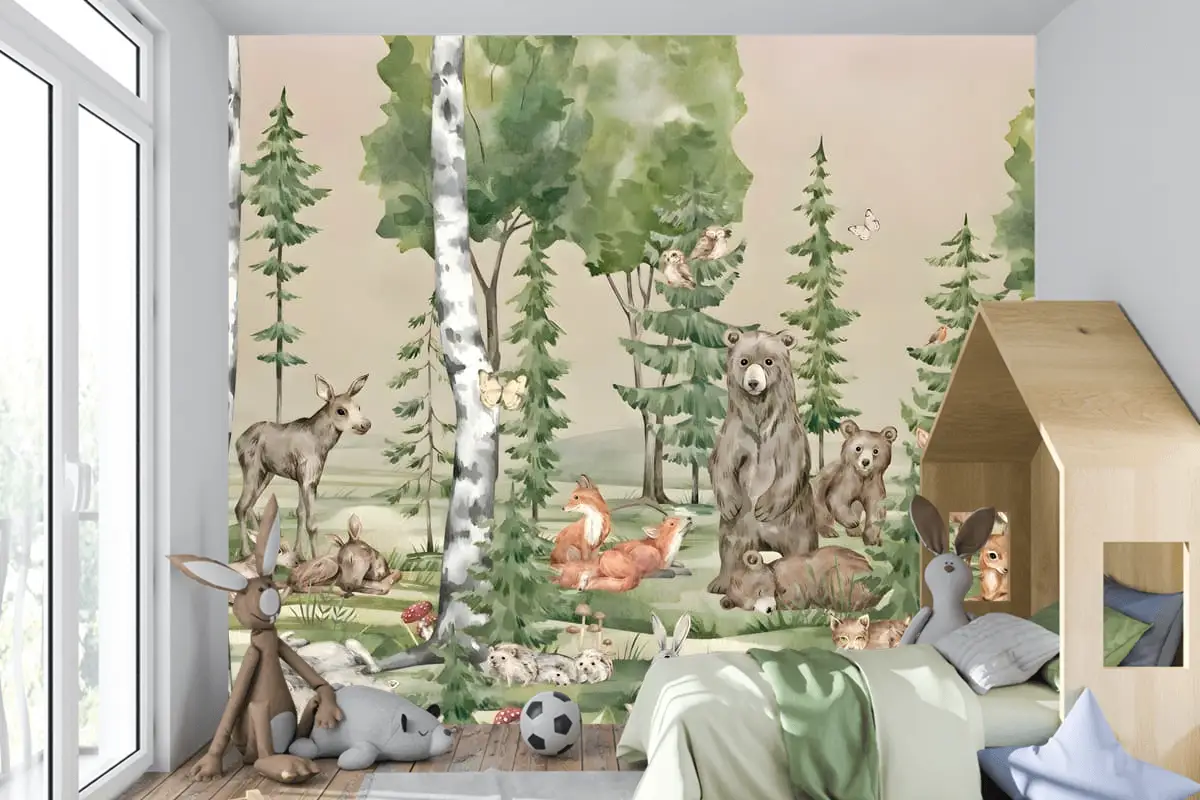 Sevimli Dostlar Çocuk Odası Duvar Kağıdı