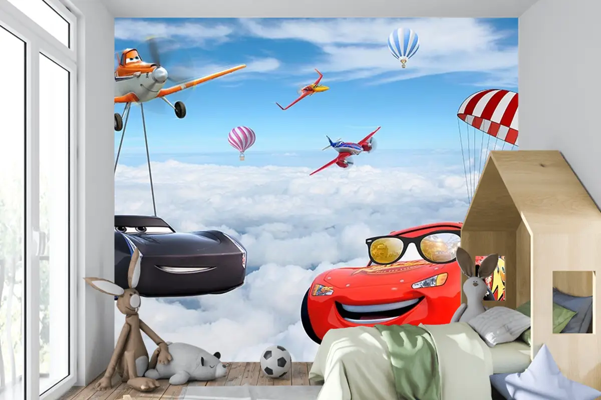 Şimşek Mcqueen Özel Tasarım Çocuk Odası Duvar Kağıdı