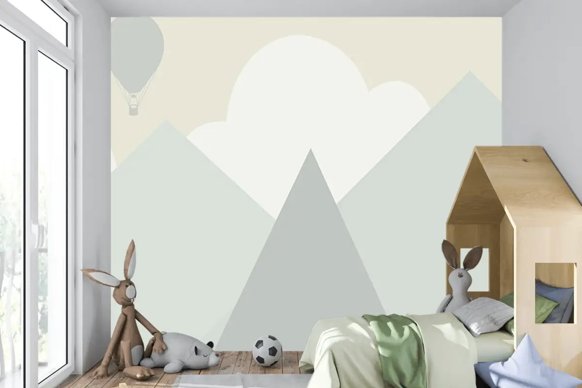 Soft Renk Dağlar Çocuk Odası Duvar Kağıdı