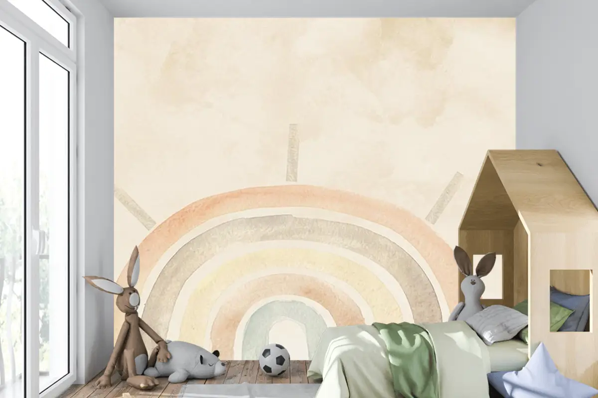 Soft Renkler Gökkuşağı Çocuk Odası Duvar Kağıdı