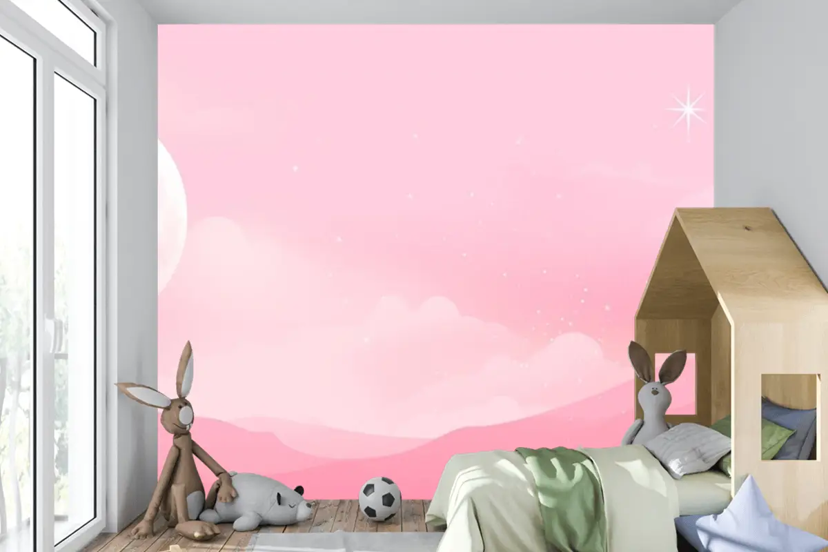 Ay Gökyüzünde Çocuk Odası Duvar Kağıdı