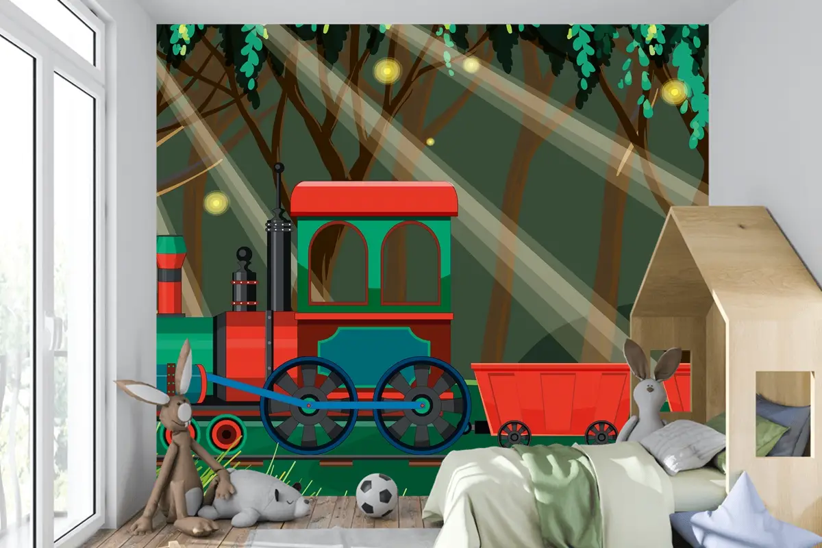 Doğal Sahne Çocuk Odası Duvar Kağıdı  Ile Tren