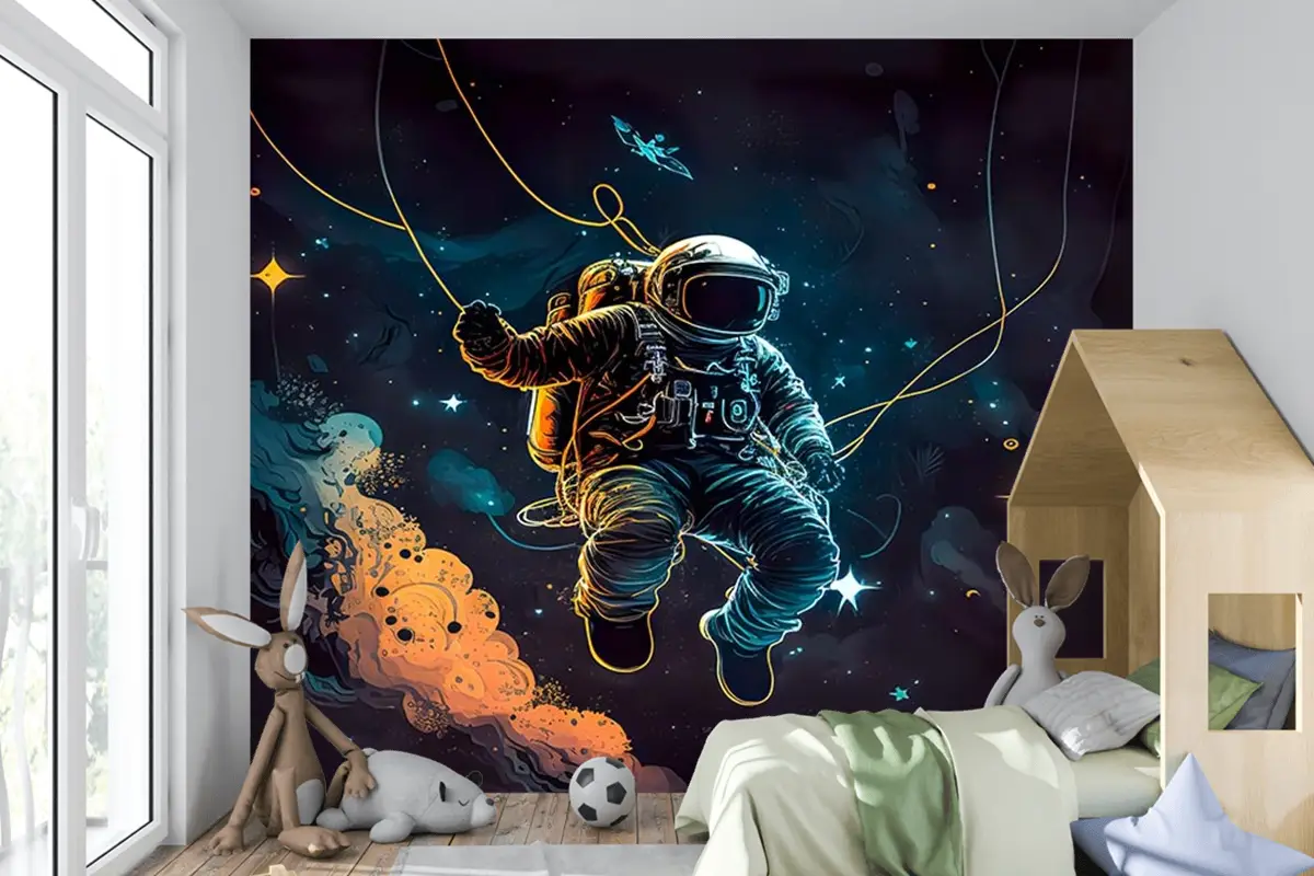 Uzay Astronot Çocuk Odası Duvar Kağıdı