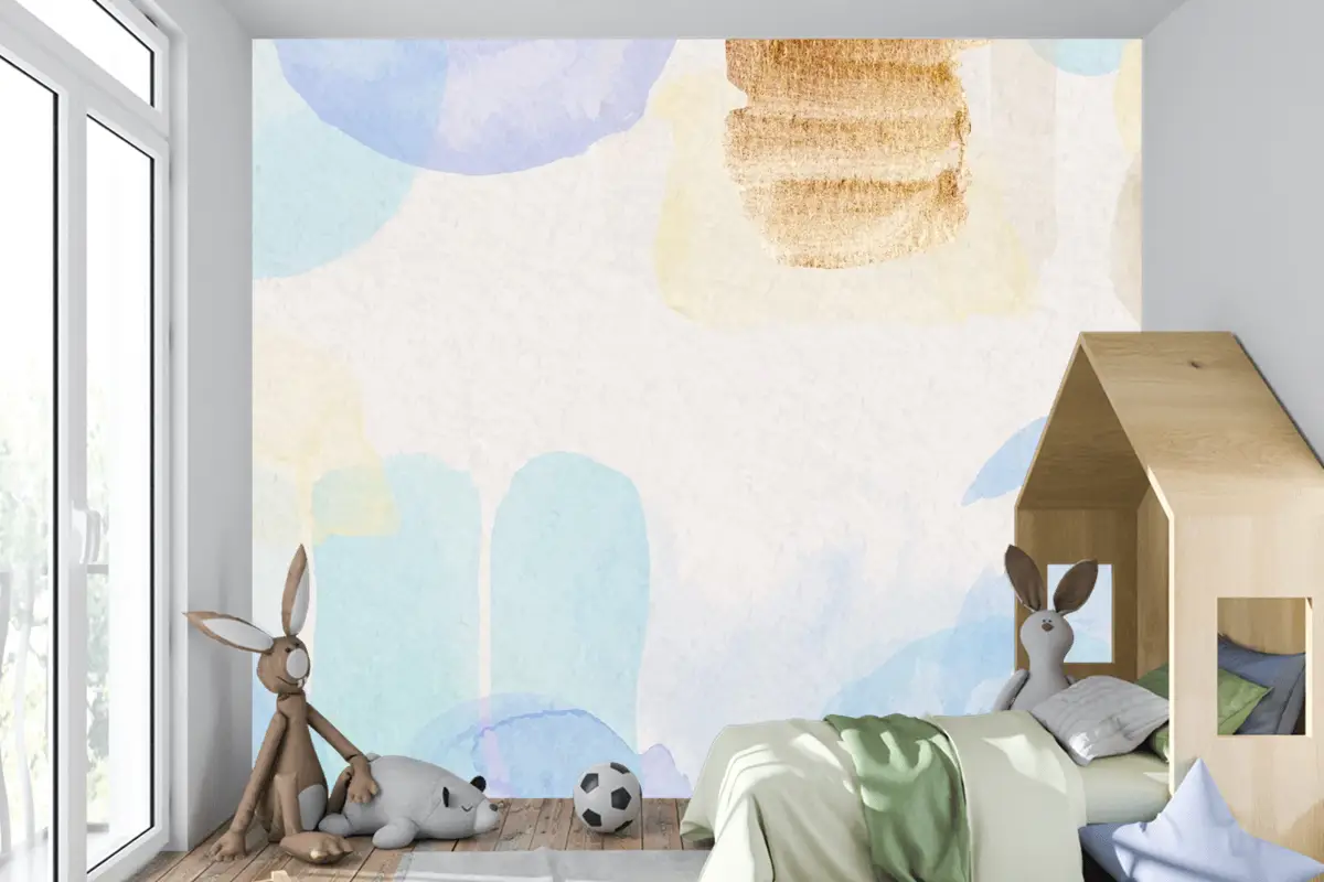 Boyalı Lekeli Suluboya Soyut Arka Plan Çocuk Odası Duvar Kağıdı