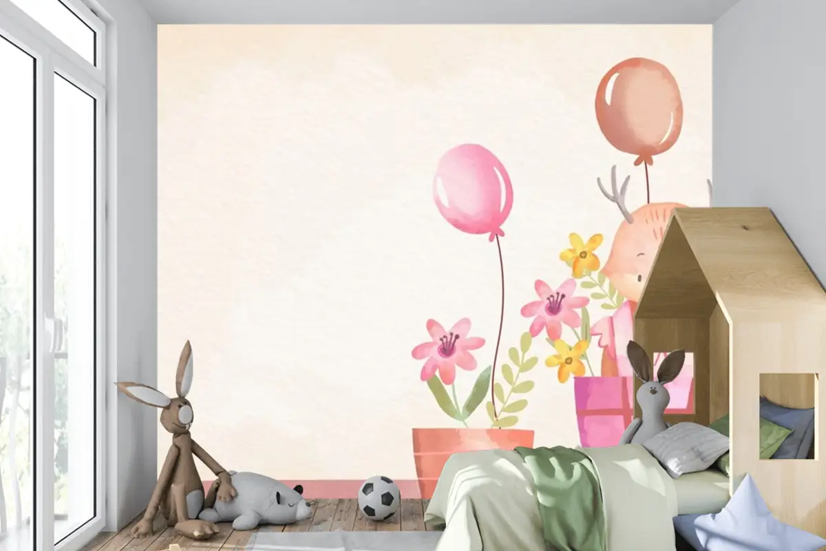 Suluboya Bebek Arka Plan Çocuk Odası Duvar Kağıdı