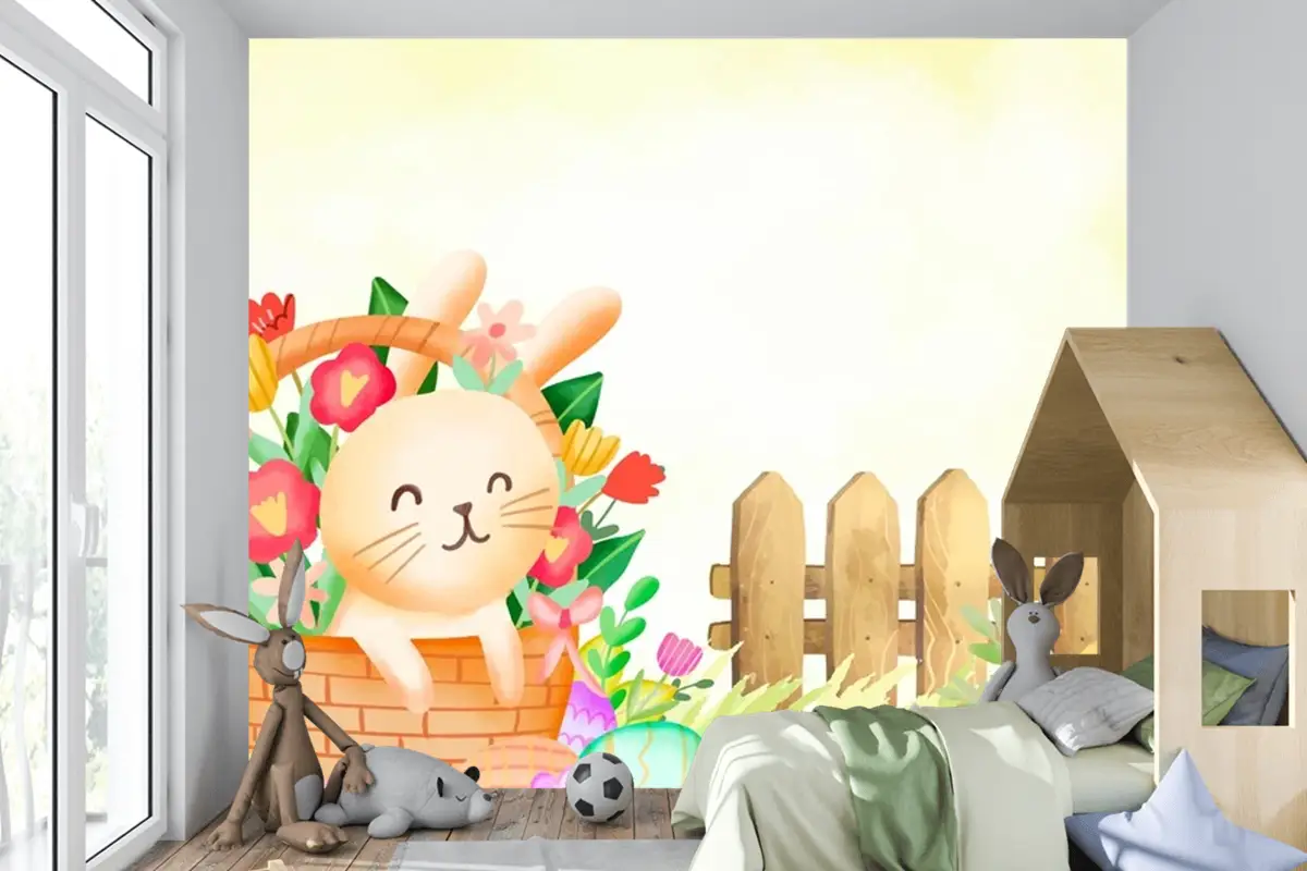 Paskalya Kutlaması Çocuk Odası Duvar Kağıdı  Için Suluboya Arka Plan